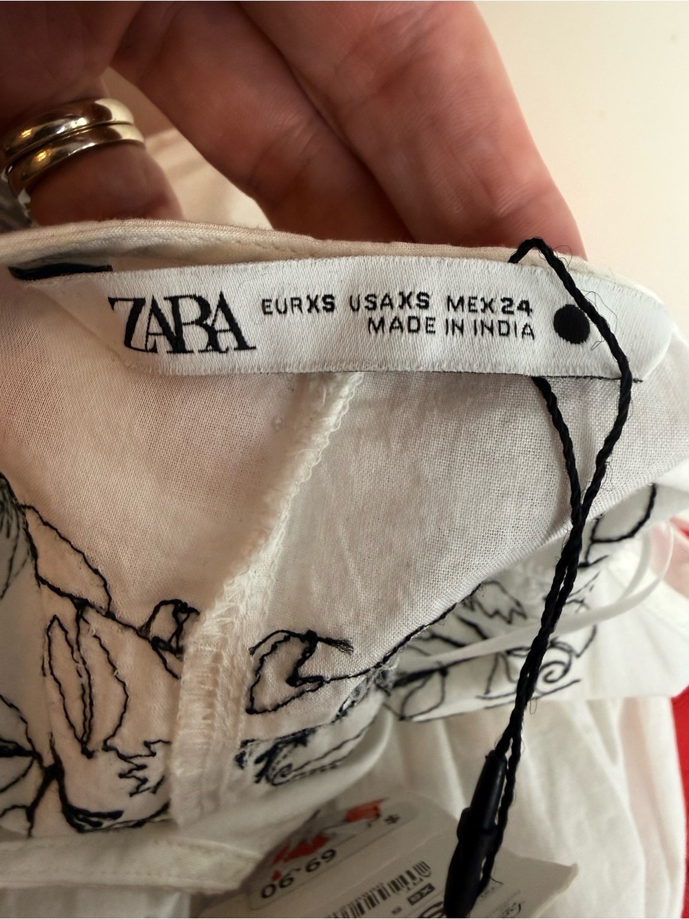 Zara White Embroidered Tiered Maxi Dress Size XS Boho Ctn Blend Midi Dress NWT - Picture 5 of 7